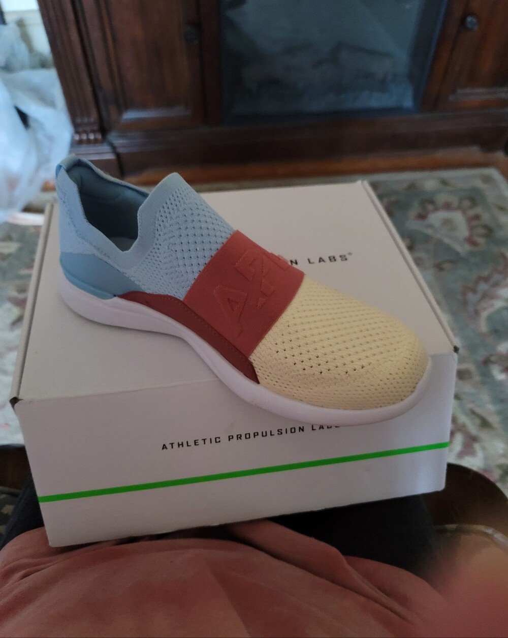 APL Slip-On Sneakers in Light Blue, Red & Cream - Picture 2 of 3